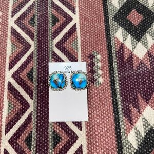 Ice Blue Dahlia Turquoise Earribgs